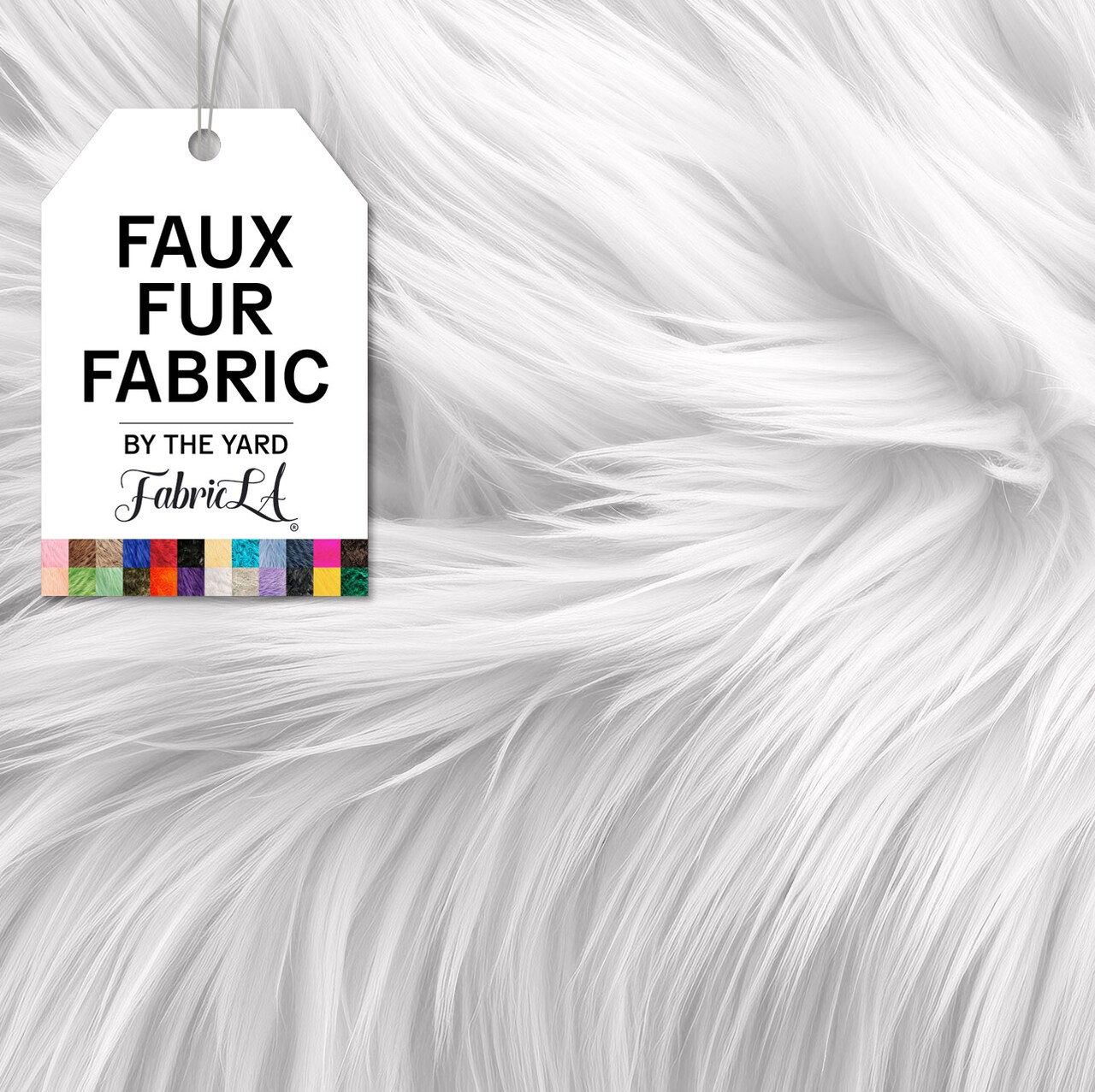 FabricLA | Shaggy Faux Fur | Fabric by The Yard | 36" X 60" Inch Wide | Craft Furry Fabric | Sewing, Apparel, Rugs, Pillows & More | Faux Fluffy Fabric | White, 1 Yard
